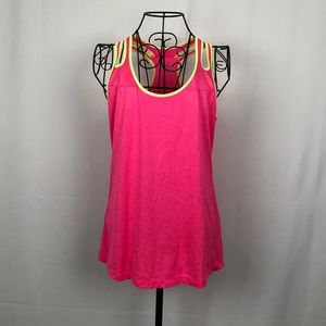 Hind pink/yellow racerback running singlet M